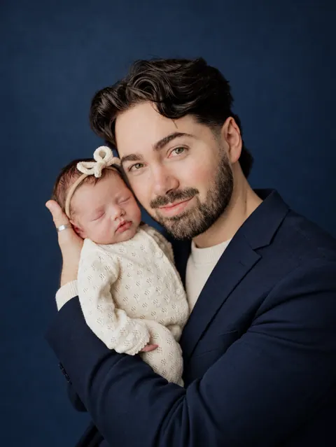 Midnight Blue Father and Newborn Portrait-3