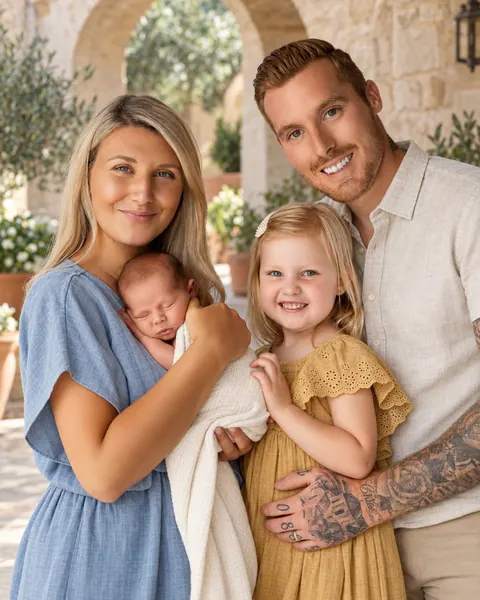 Family portrait in a Mediterranean courtyard-8