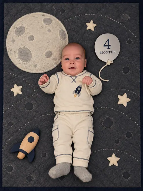 Space-themed baby milestone, 4 months-9