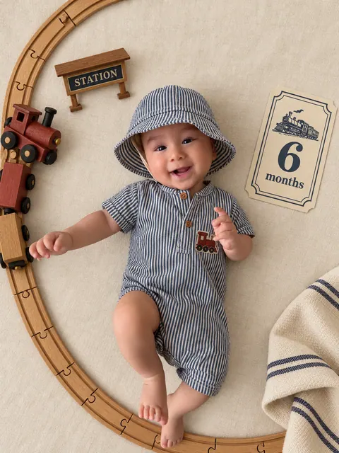 Six-Month Vintage Railway Baby Portrait-8